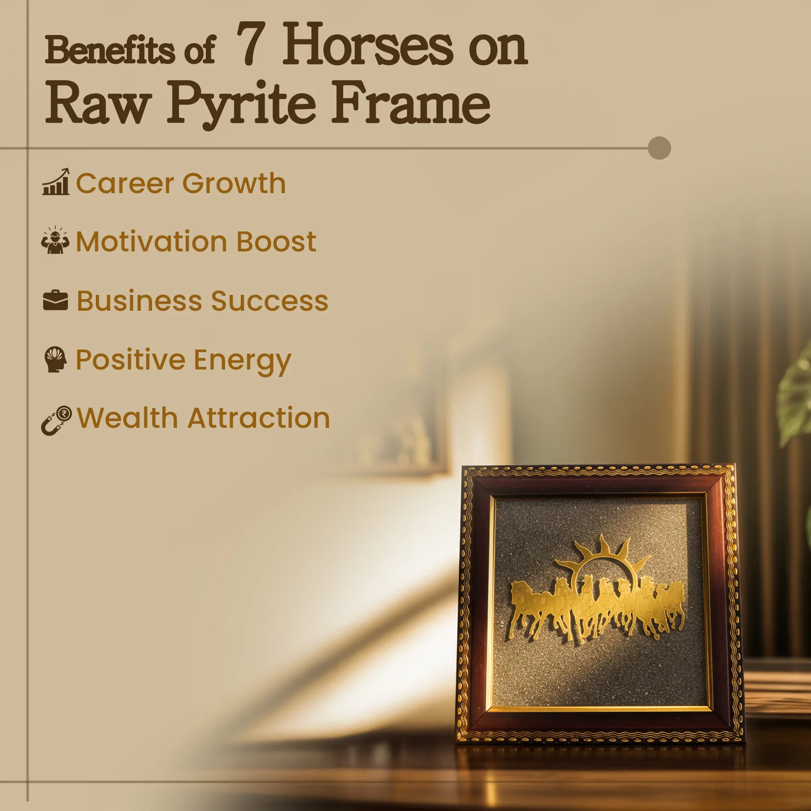 7 Horses on Raw Pyrite Frame - Image 3