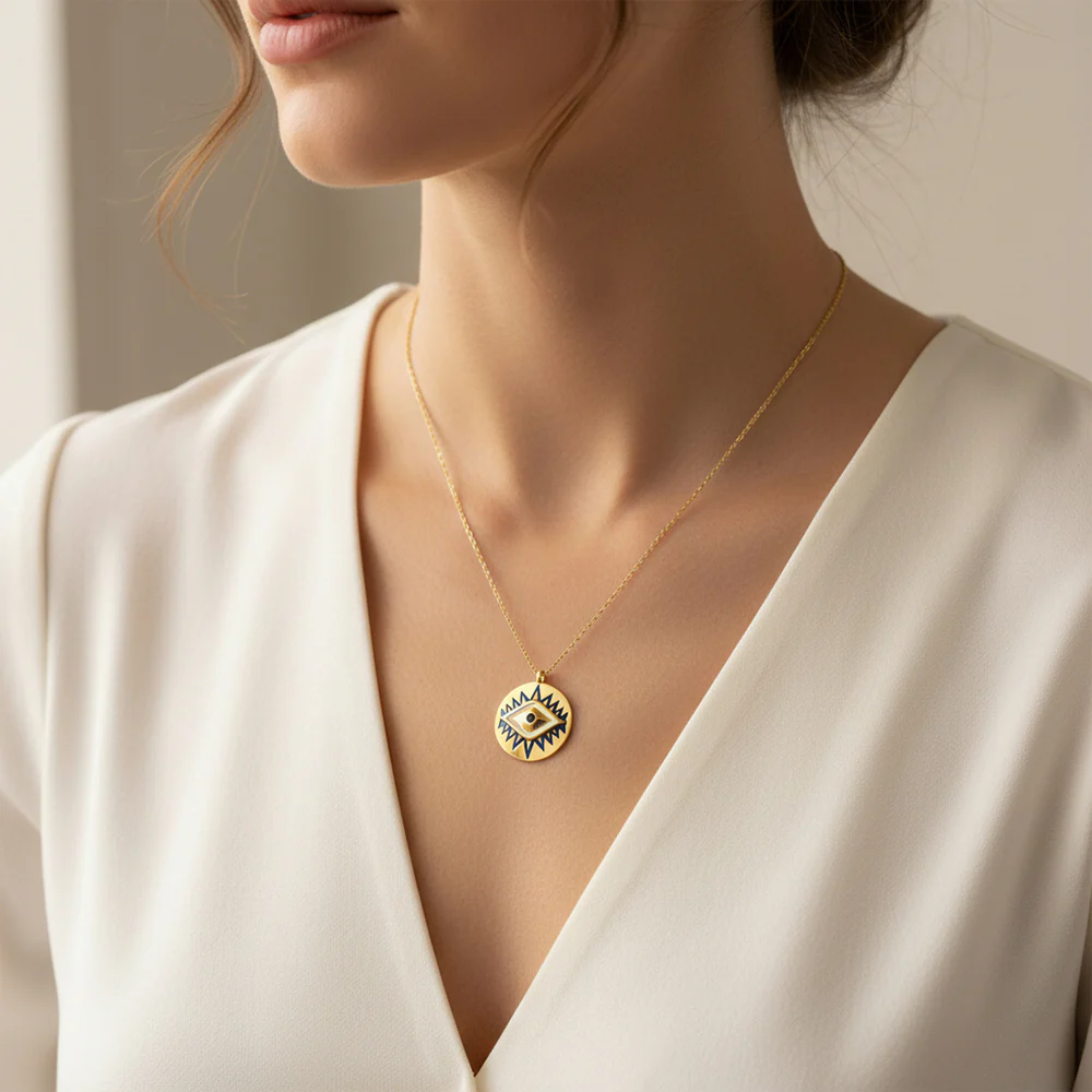 Gold Plated Evil Eye Bracelet & Pendant Combo - Image 4