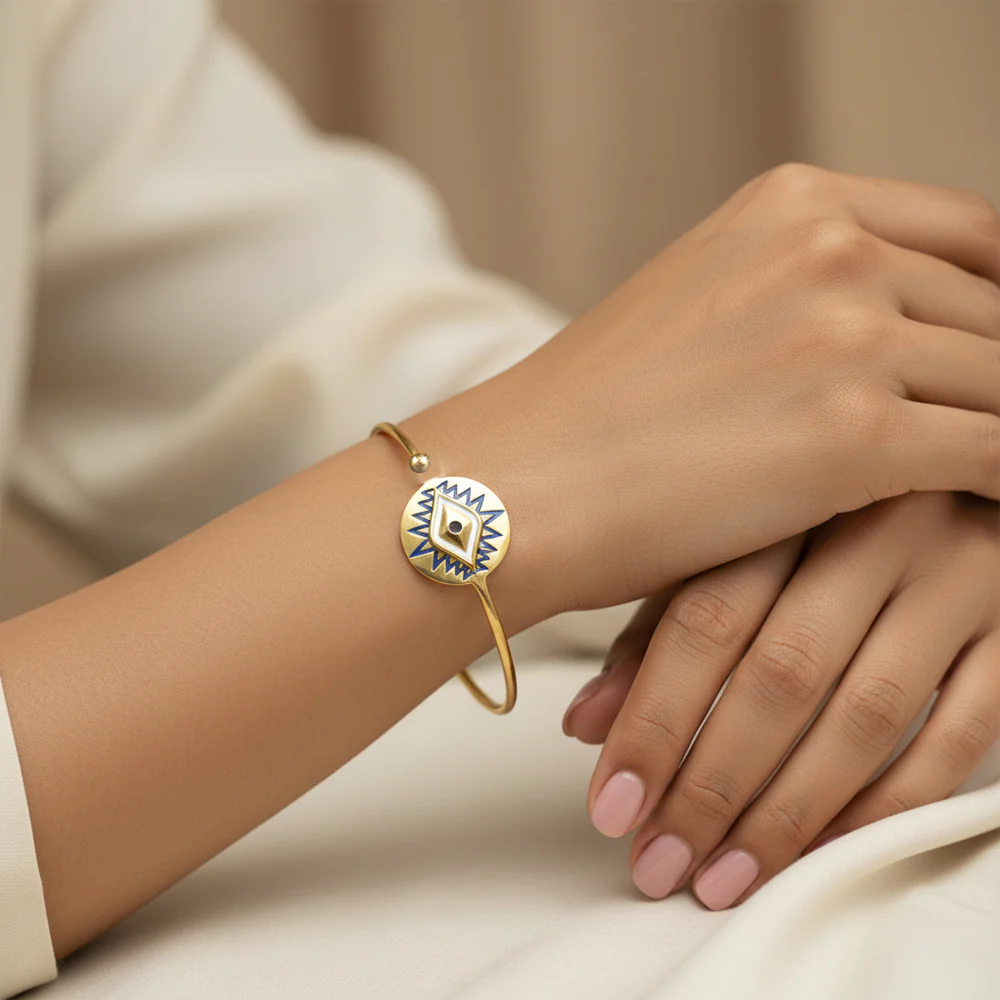 Gold Plated Evil Eye Bracelet & Pendant Combo - Image 5