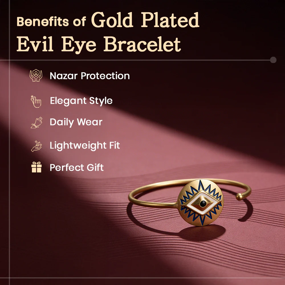 Gold Plated Evil Eye Bracelet - Image 2
