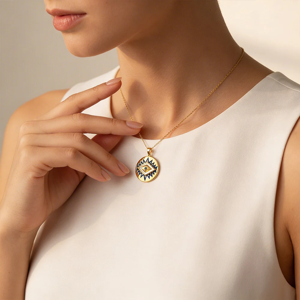 Gold Plated Evil Eye Pendant - Image 7