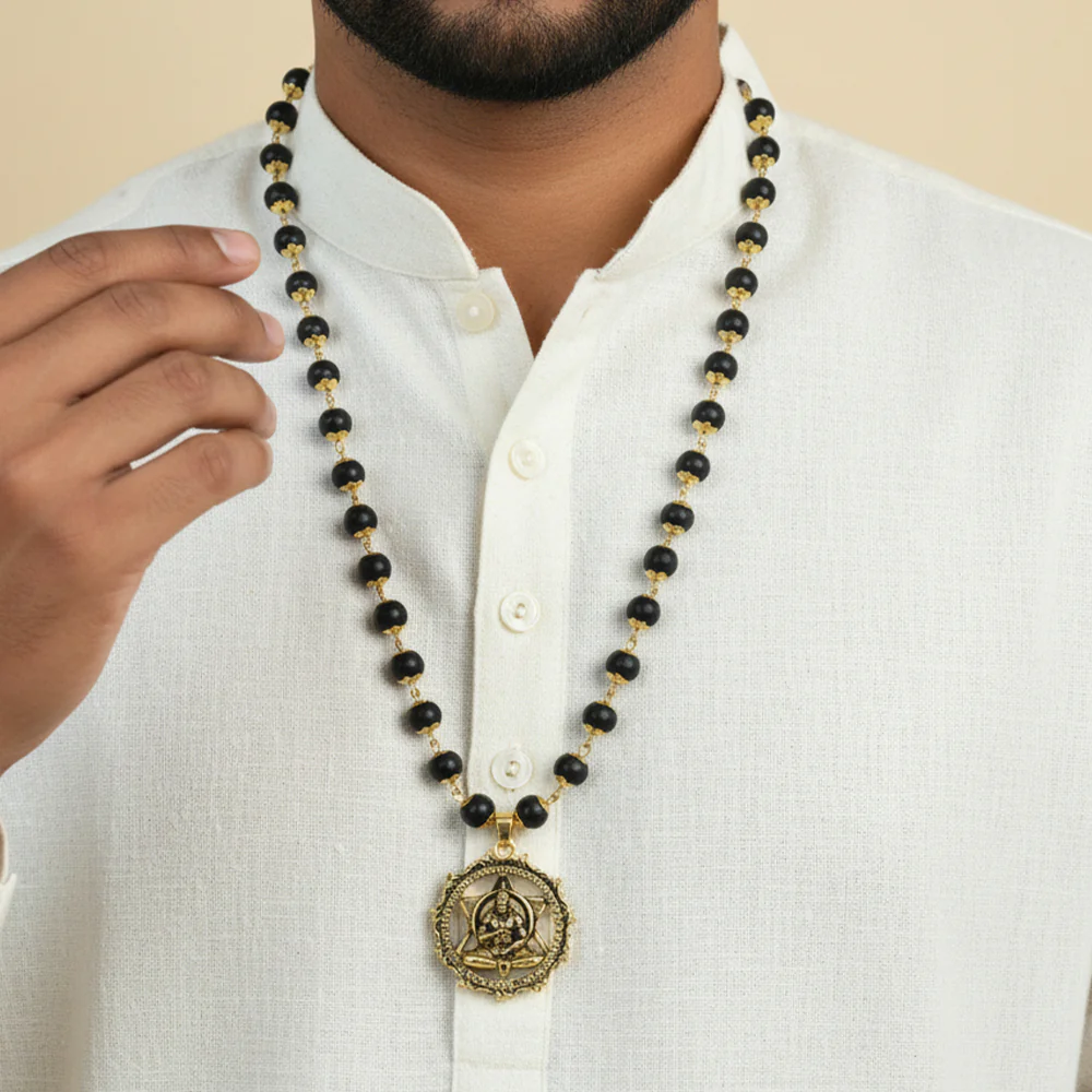 Gold-Plated Karungali Mala with Hanuman Kavach Pendant Govt. Certified - Image 4