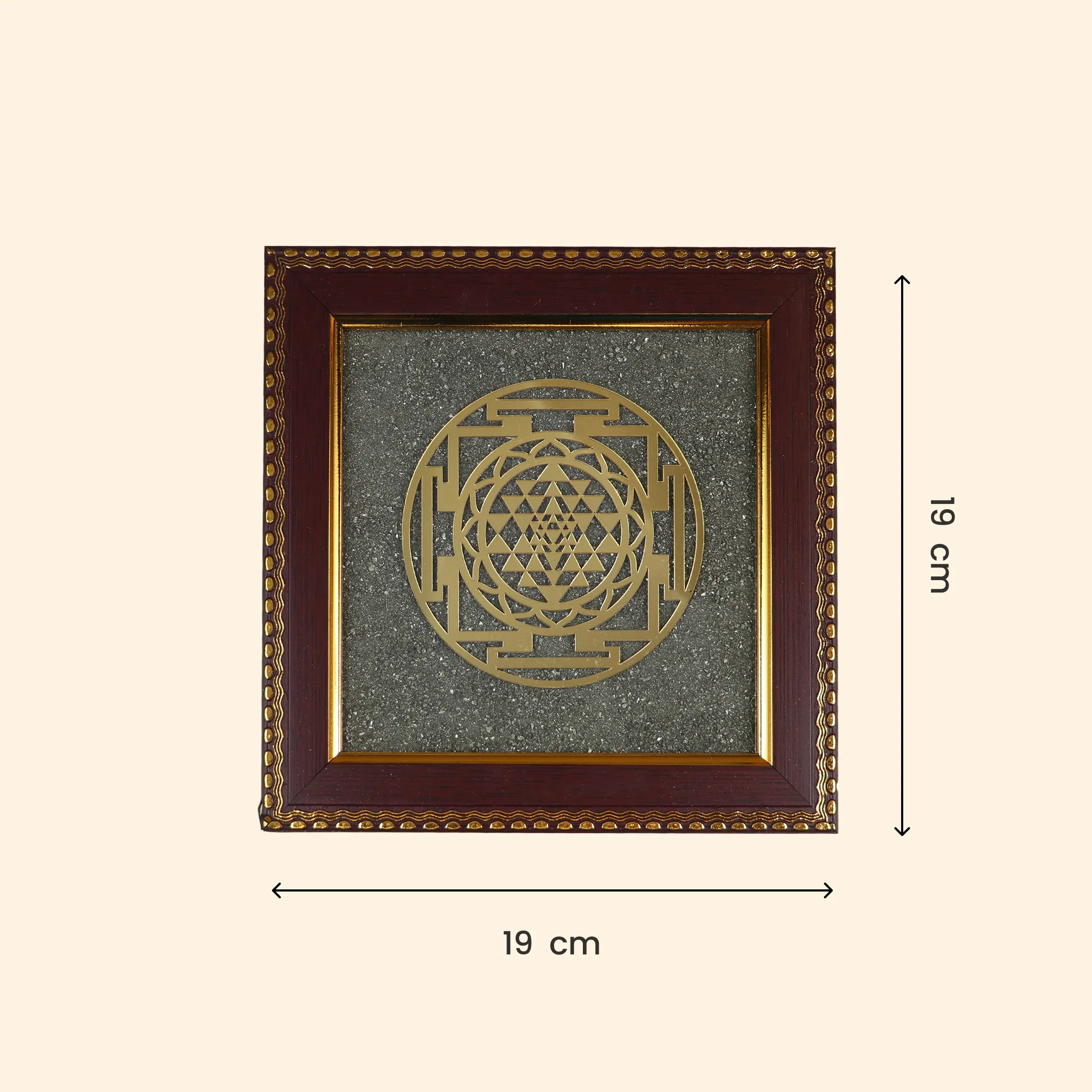 Golden Shree Yantra on Raw Pyrite Frame - Image 5