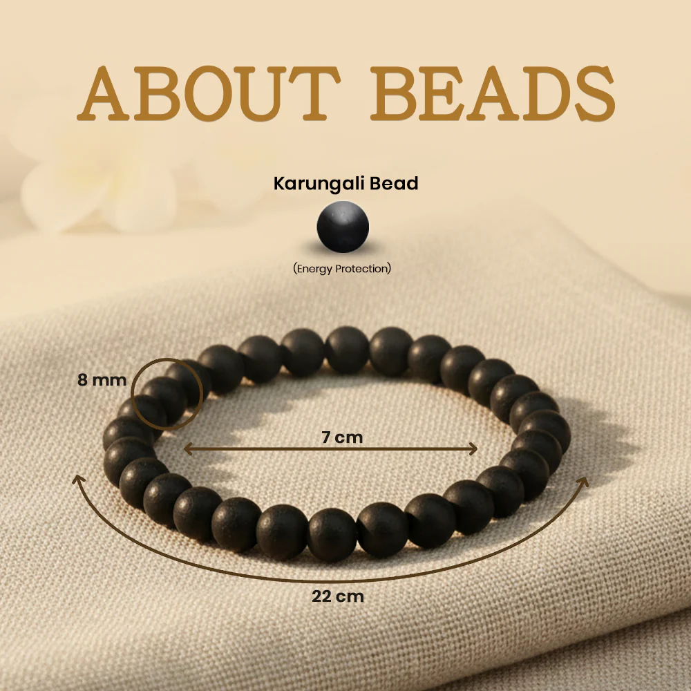 Karungali Elastic Bracelet - 22 Beads, 8mm Govt. Certified - Image 3