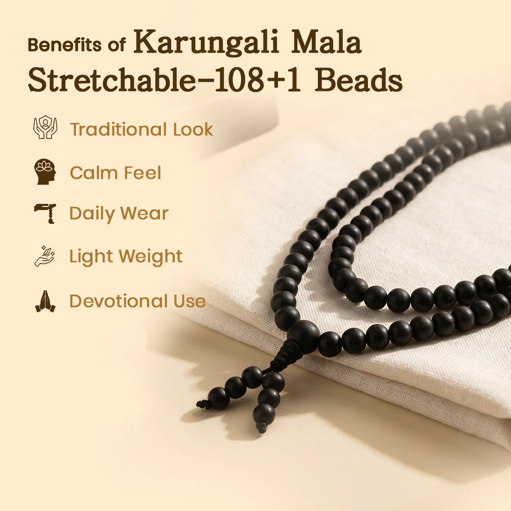 Karungali Mala Stretchable - 108+1 Beads - Image 2