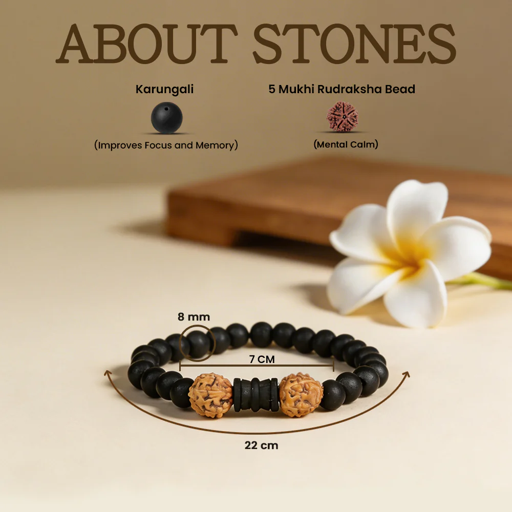 Karungali Rudraksha Damru Bracelet Govt. Certified - Image 3
