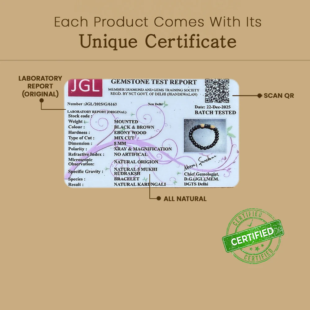 Karungali Rudraksha Damru Bracelet Govt. Certified - Image 6
