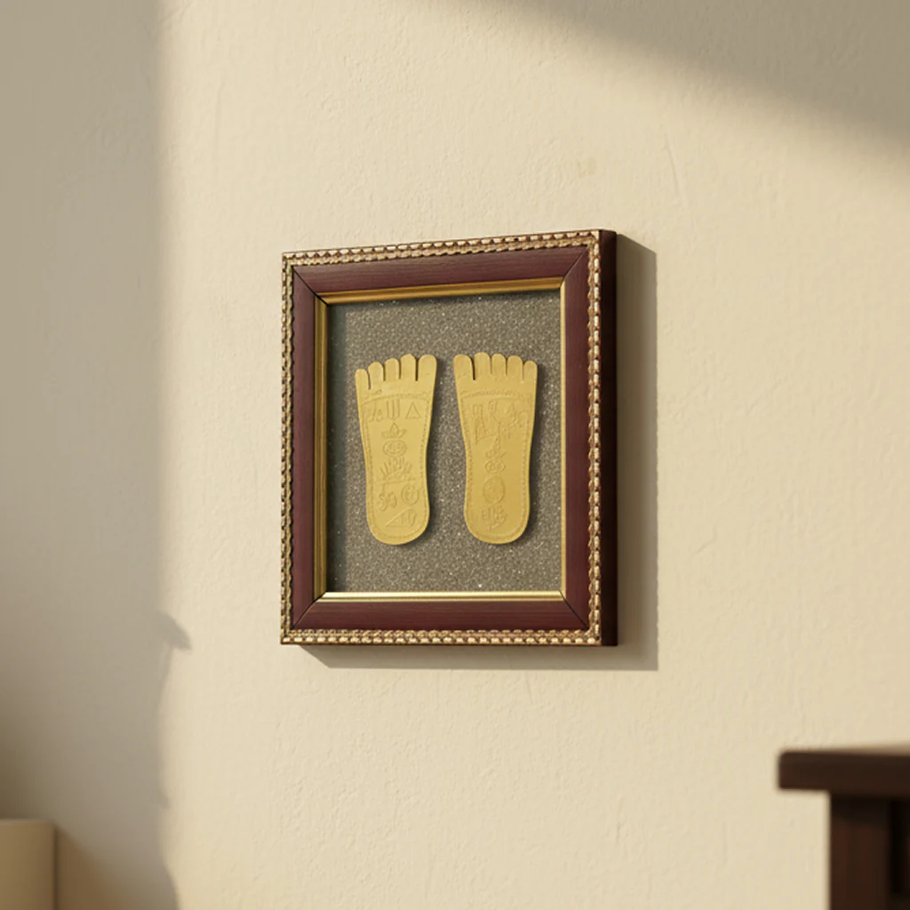 Lakshmi Ji Charan Paduka On Raw Pyrite Frame - Image 3