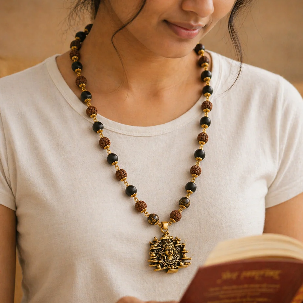 Lord Shiva Pendant with Rudraksha & Karungali Mala Govt. Certified - Image 4