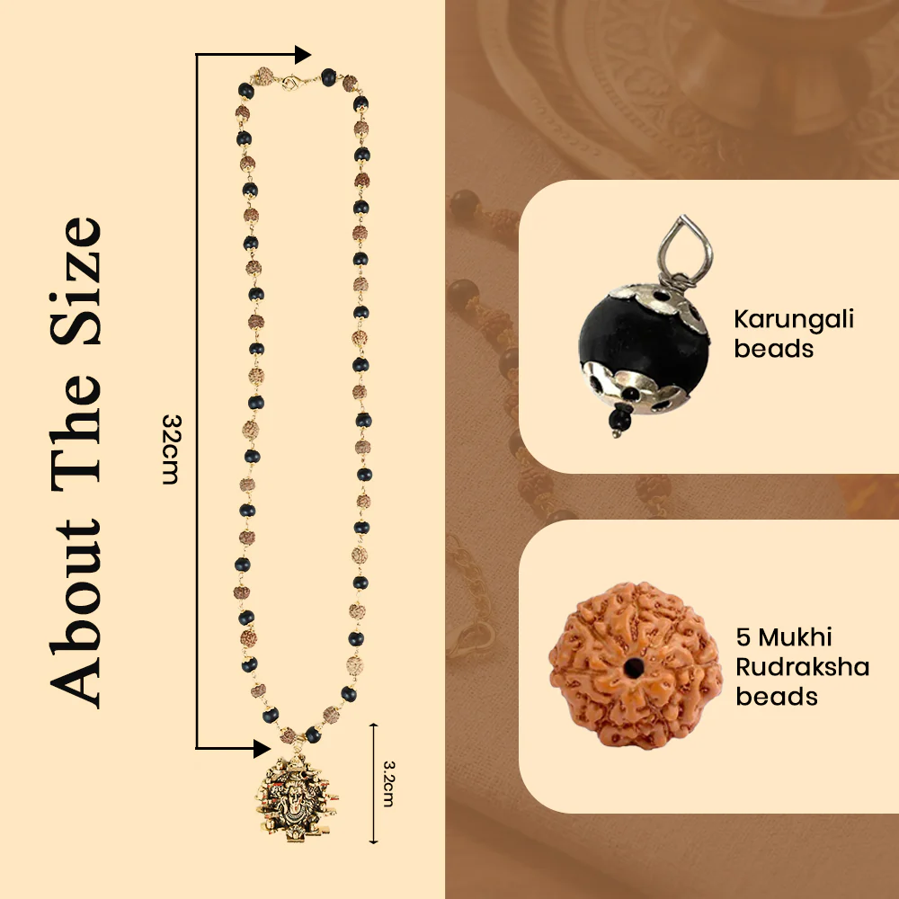 Lord Shiva Pendant with Rudraksha & Karungali Mala Govt. Certified - Image 5
