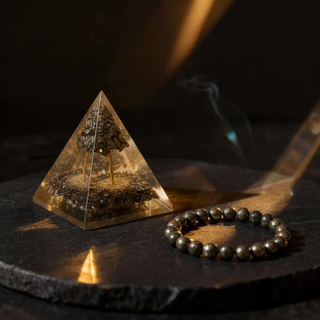 Raw Pyrite Bracelet & Pyramid Combo - Image 2
