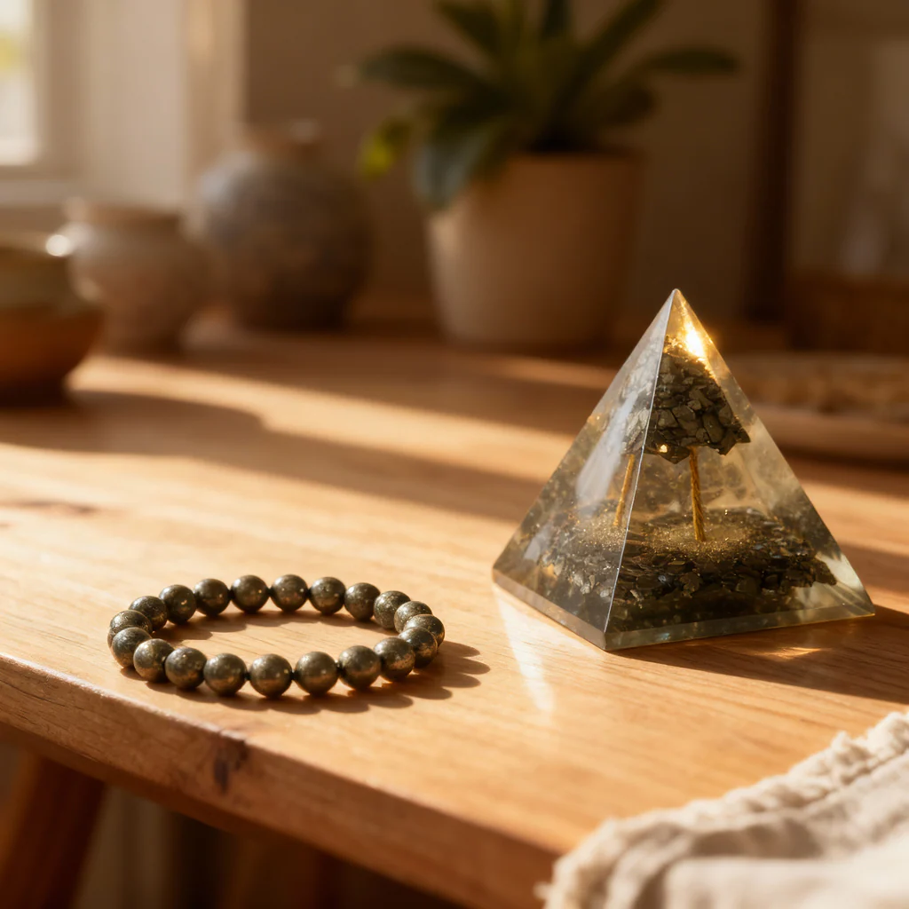 Raw Pyrite Bracelet & Pyramid Combo - Image 3