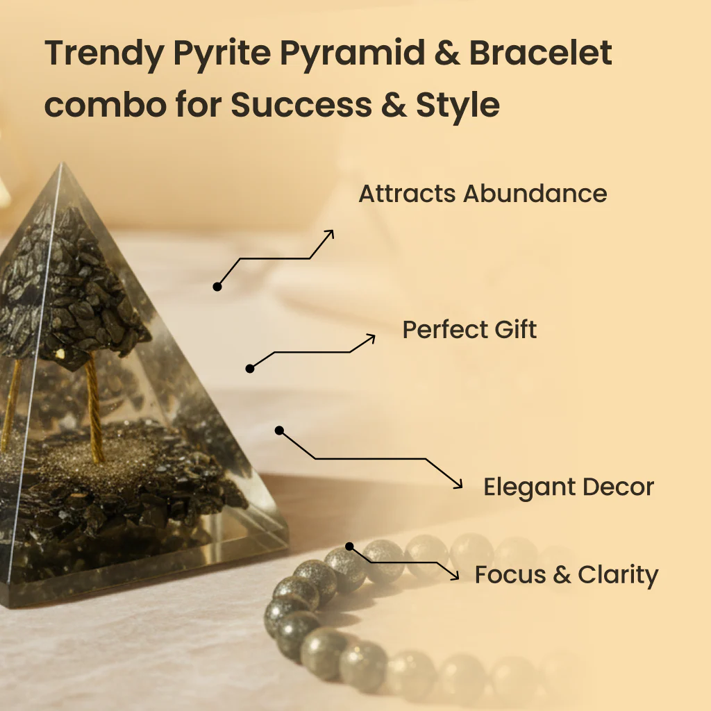 Raw Pyrite Bracelet & Pyramid Combo - Image 4