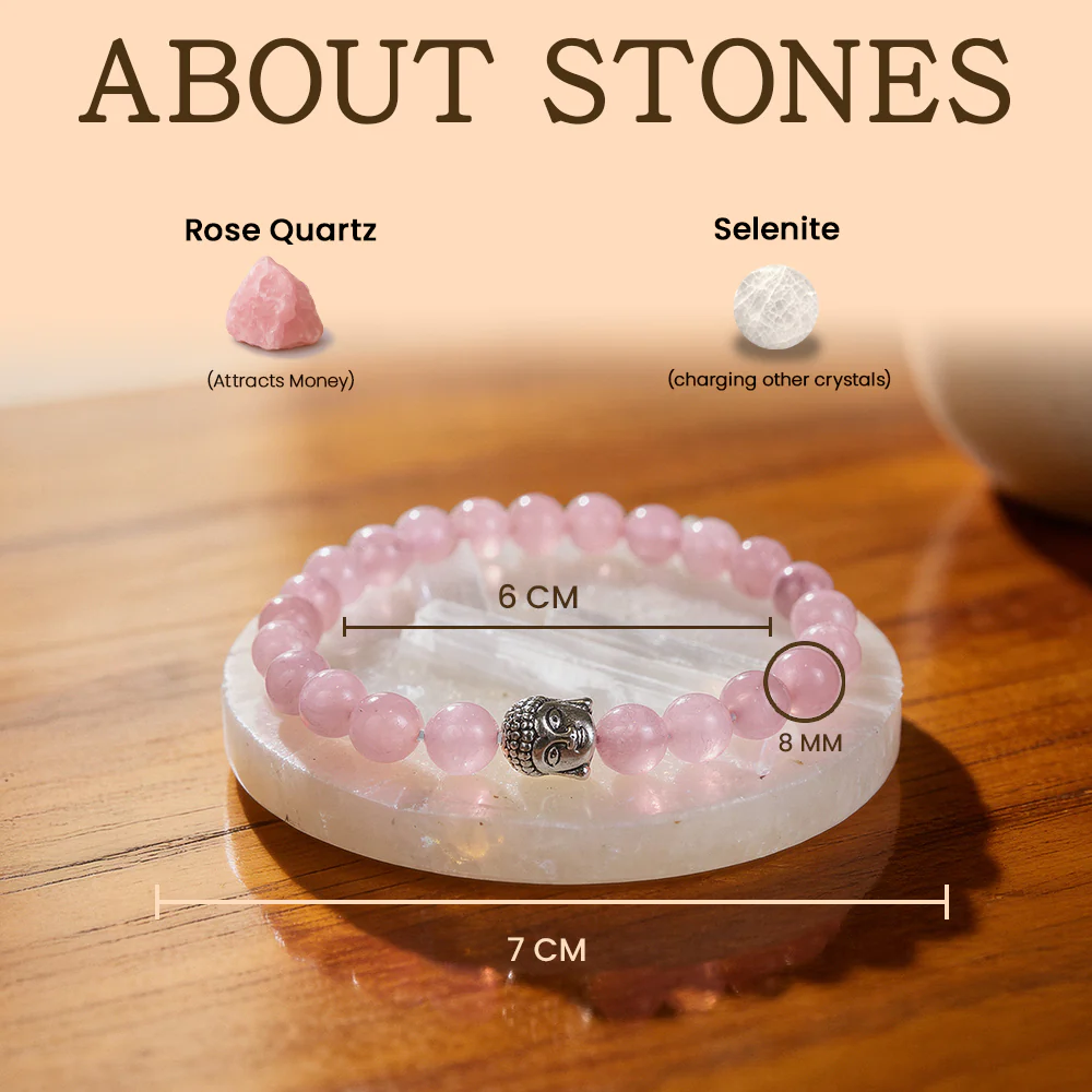 Rose Quartz Bracelet with Charging Plate - Image 3