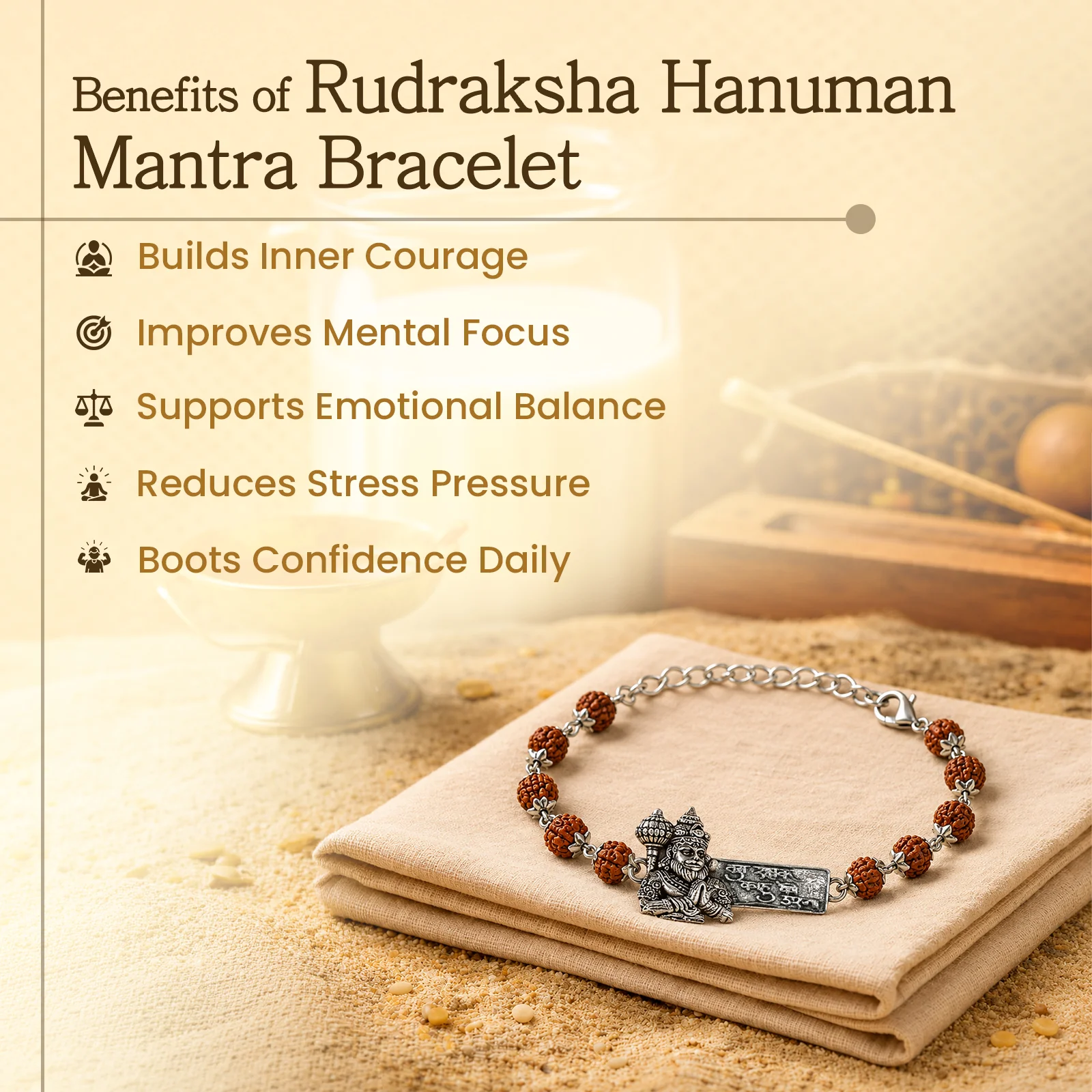 Rudraksha Hanuman Mantra Bracelet - Image 2