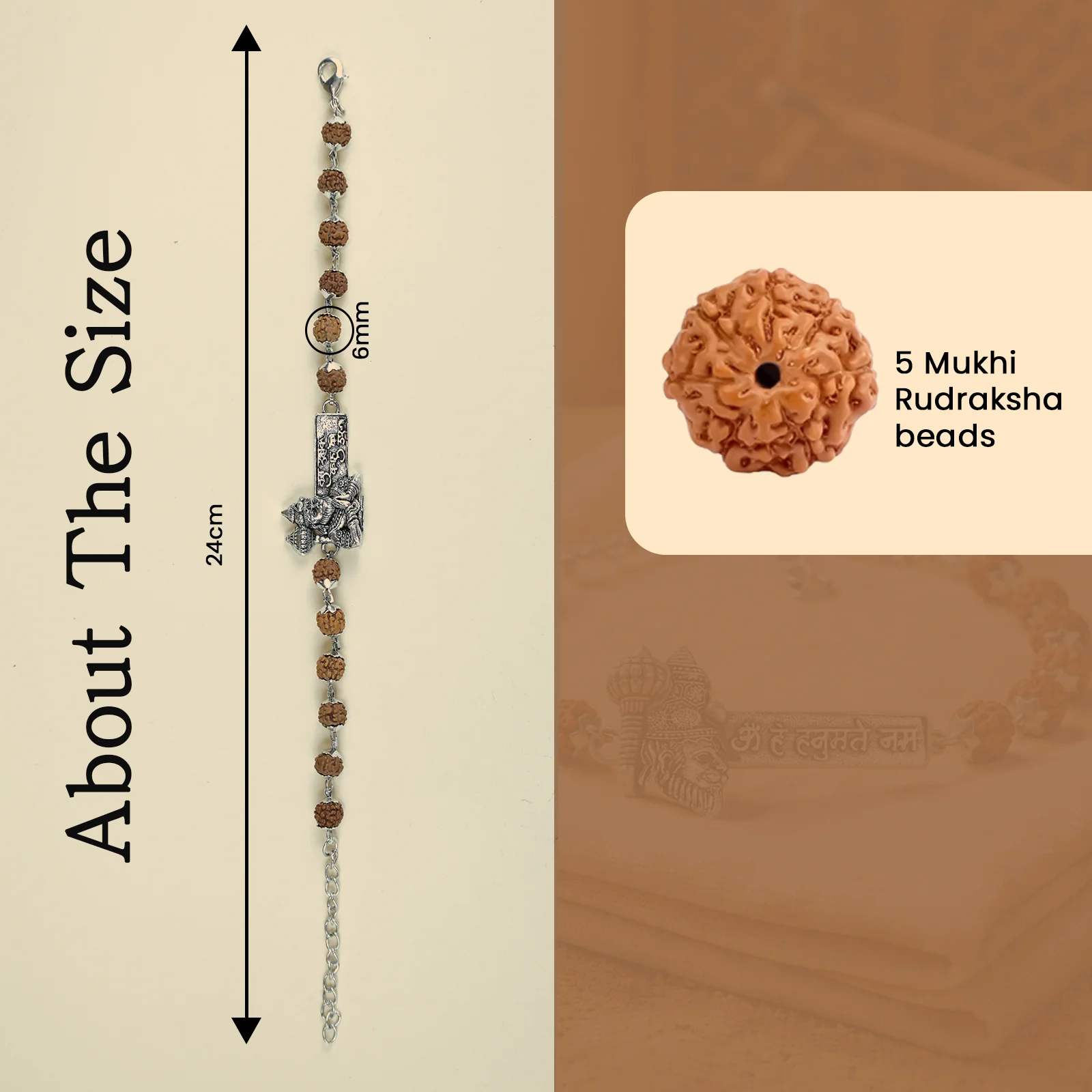 Rudraksha Hanuman Mantra Bracelet - Image 3