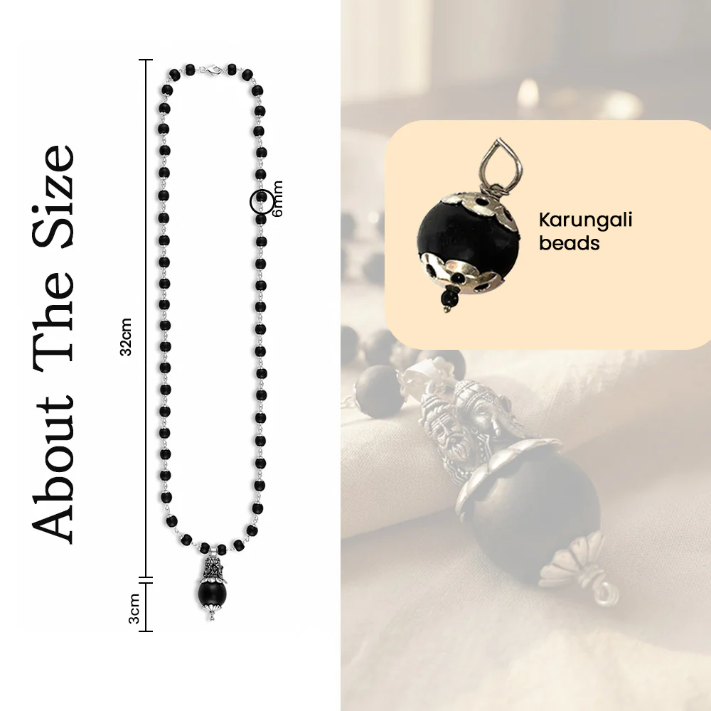 Silver Plated Shiv Ganesh Pendant with Karungali Mala - 54+1 Beads Govt. Certified - Image 3