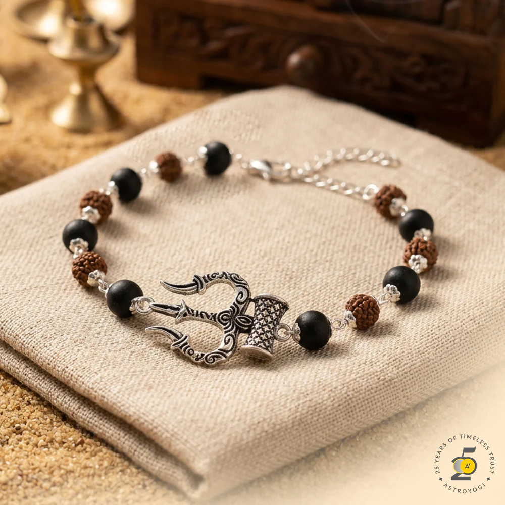 Shiva Trishul Rudraksha & Karungali Bracelet Govt. Certified