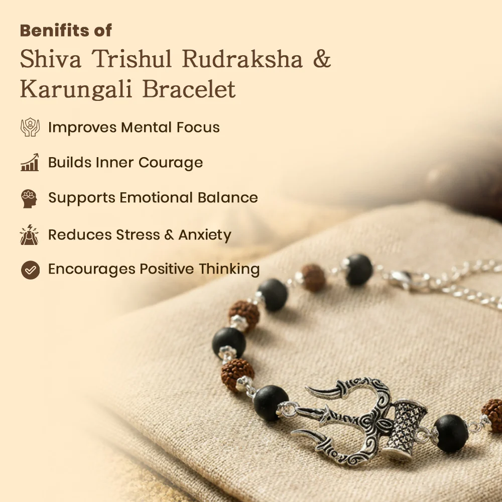 Shiva Trishul Rudraksha & Karungali Bracelet Govt. Certified - Image 2