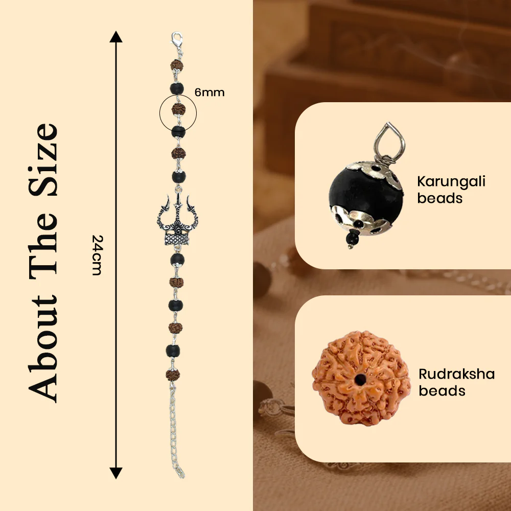 Shiva Trishul Rudraksha & Karungali Bracelet Govt. Certified - Image 3