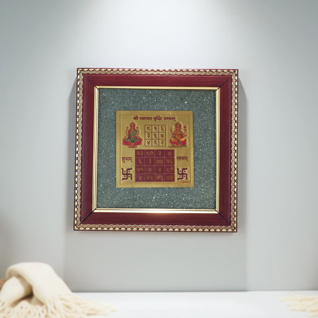 Shree Vyapar Vriddhi Yantra On Raw Pyrite Frame - Image 3
