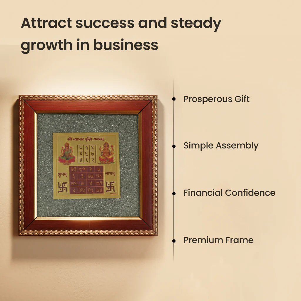 Shree Vyapar Vriddhi Yantra On Raw Pyrite Frame - Image 4