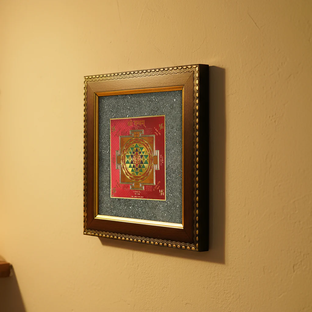 Shree Yantra On Raw Pyrite Frame - Image 2
