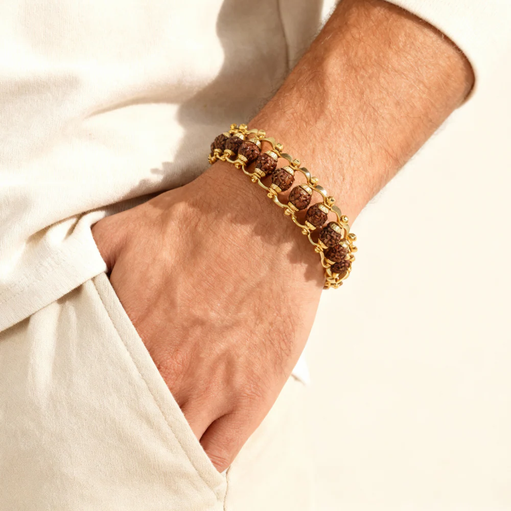 Siddh Gold Plated Rudraksha Chain Bracelet - 6mm - Image 2