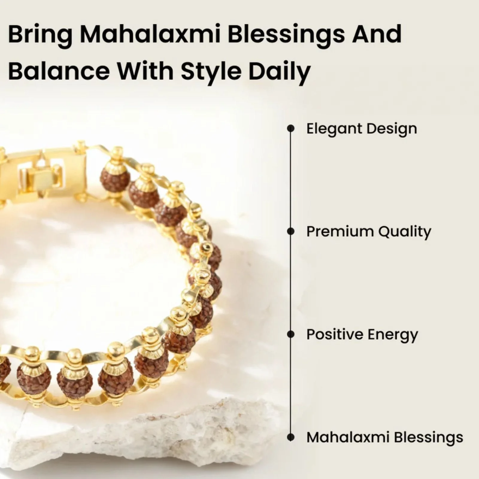 Siddh Gold Plated Rudraksha Chain Bracelet - 6mm - Image 3