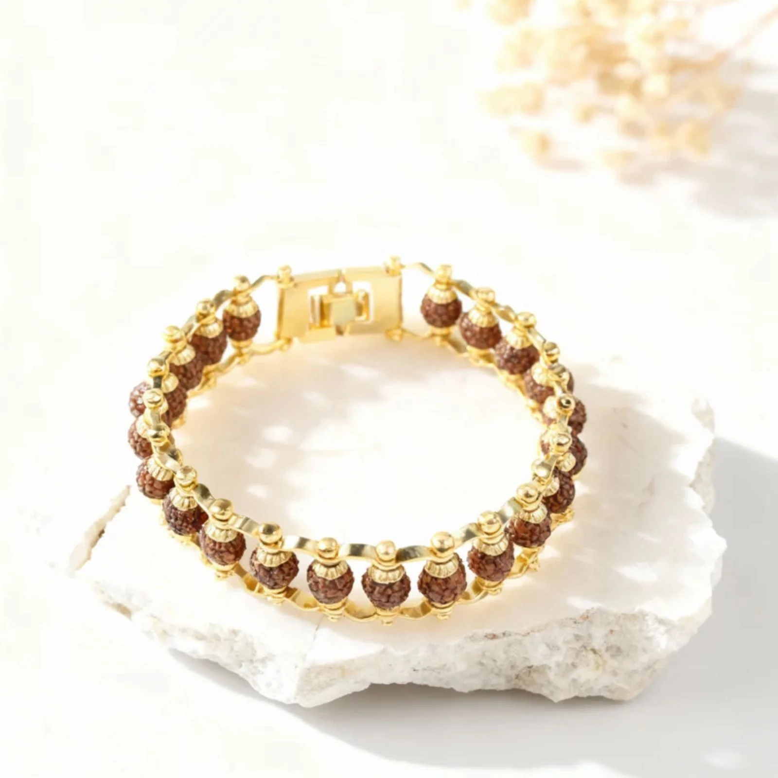 Siddh Gold Plated Rudraksha Chain Bracelet - 6mm - Image 4