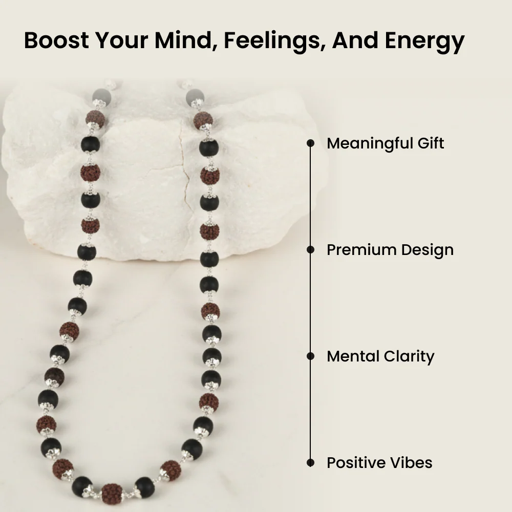 Siddh Rudraksha & Karungali Mala - 54 Beads, 6mm - Image 3