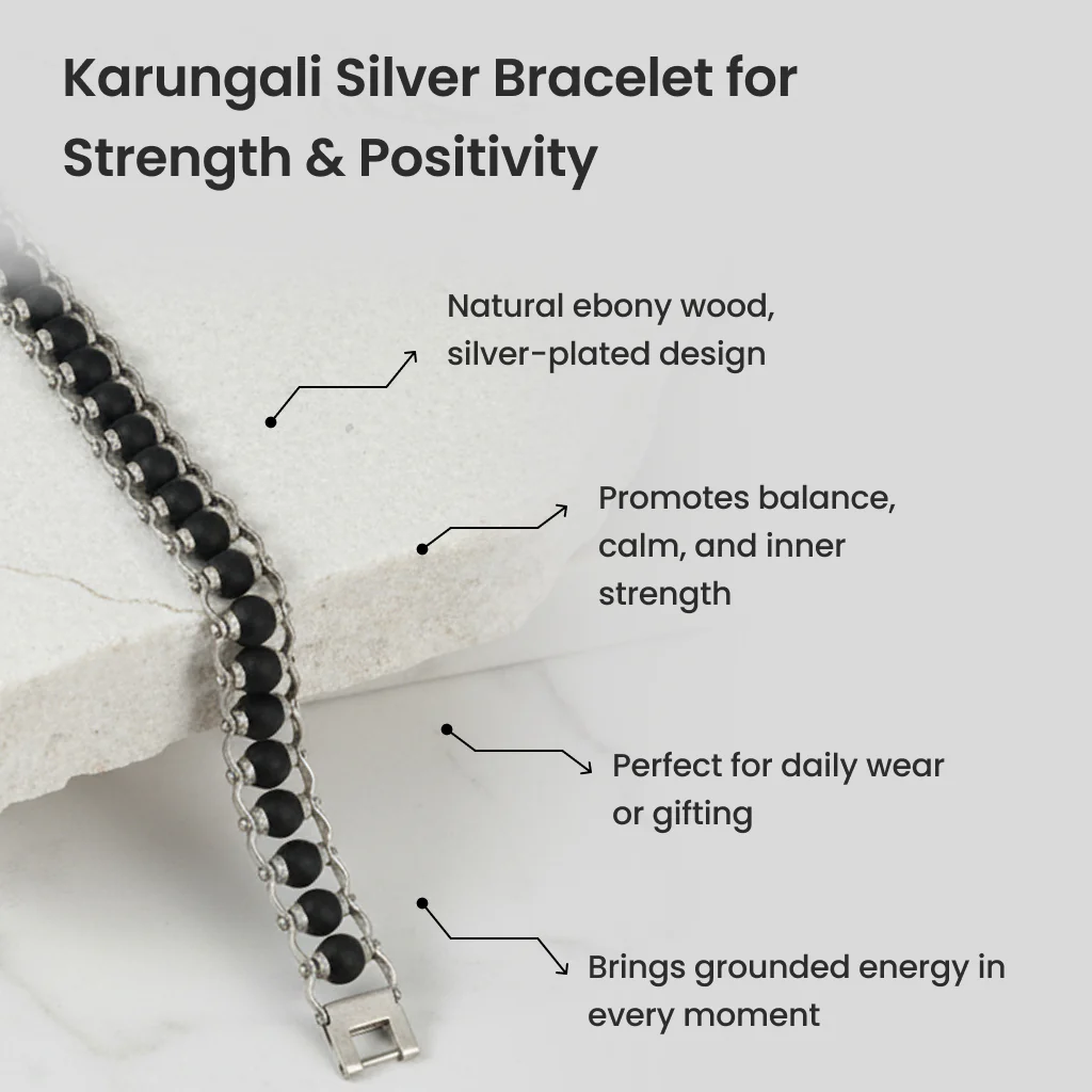 Silver Plated Karungali Bracelet Govt. Certified - Image 3